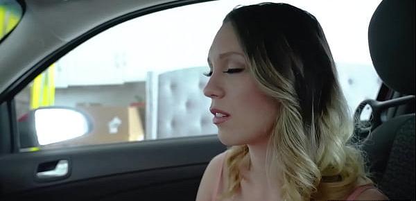  Stepsis sucks my cock dry in the car to keep her secret